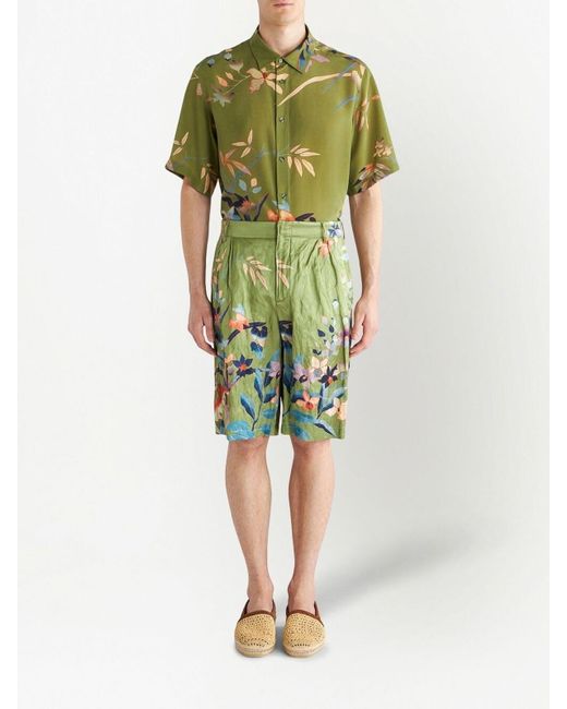 Etro Green Printed Shorts for men