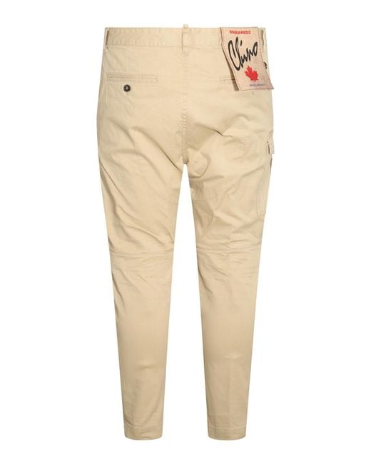 DSquared² Natural Cotton Blend Cargo Trousers for men