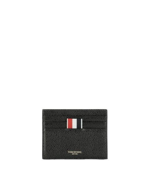 Thom Browne Black Textured Leather Card Holder for men