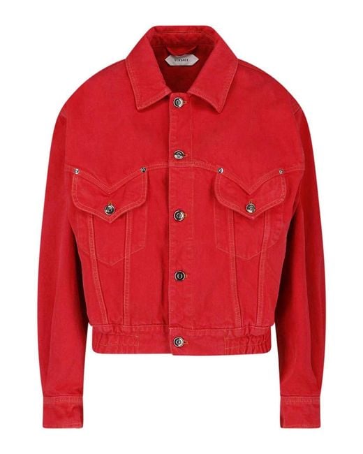 Versace Red Oversized Denim Blouson