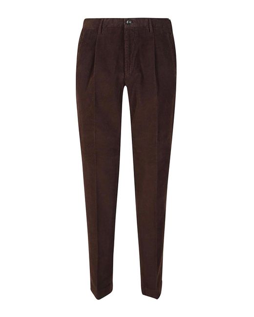 Incotex Brown Velvet Trousers for men