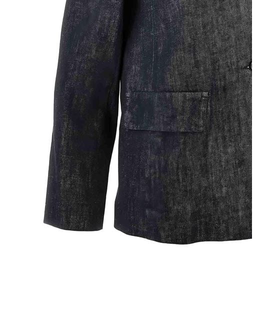Max Mara Black Cotton Denim Single-Breasted Straight Blazer