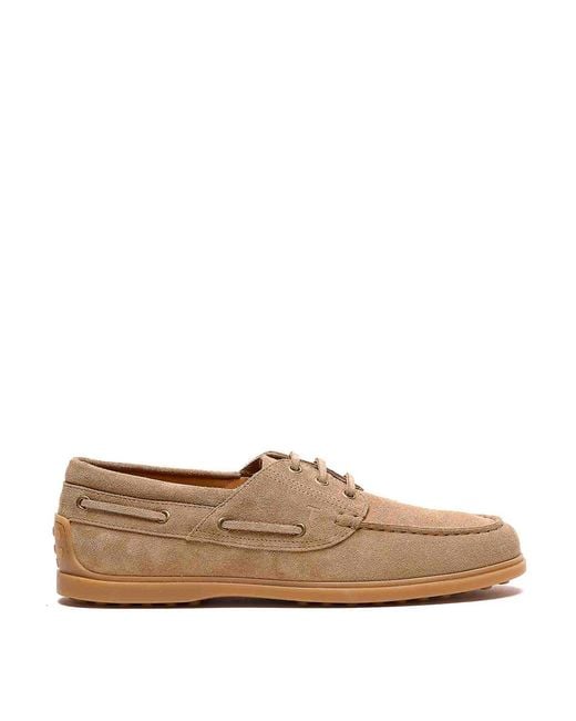 Tod's Brown Suede Boat Loafers for men