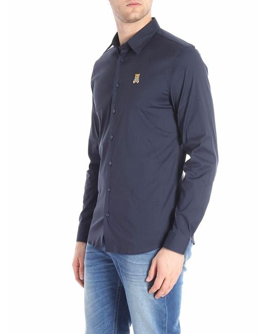 Moschino Blue Shirt With Mini Teddy Bear for men