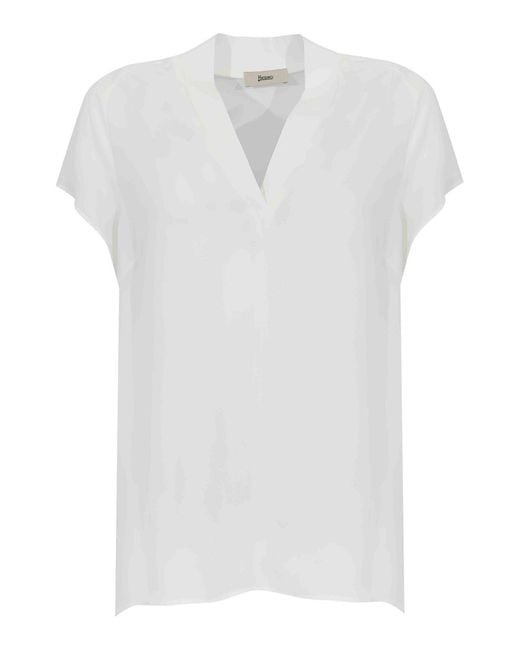 Herno White Viscose Blouse