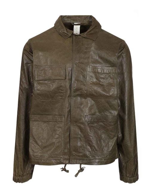 Giorgio Brato Green Washed Leather Field Jacket for men