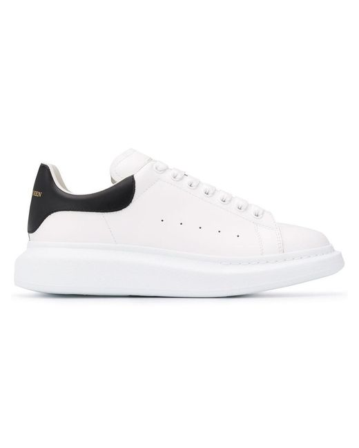 McQueen White Calfskin Leather Sneakers With Contrast Heel for men