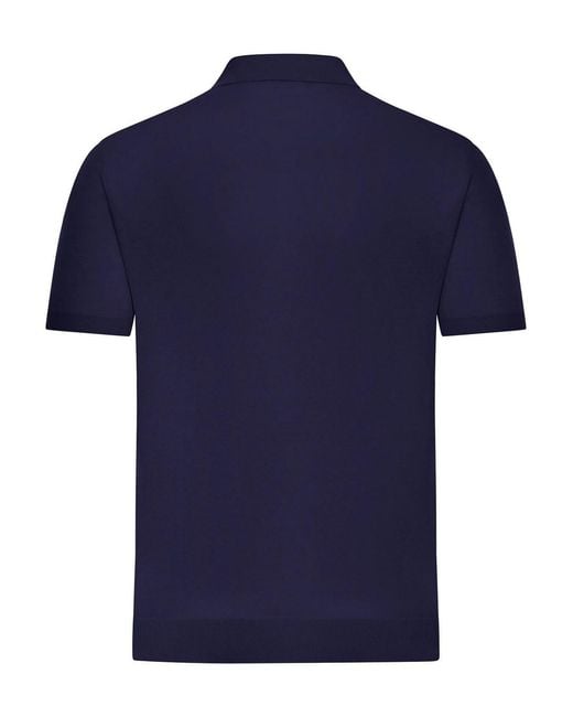 Etro Blue Short-Sleeved Cotton Polo Shirt for men