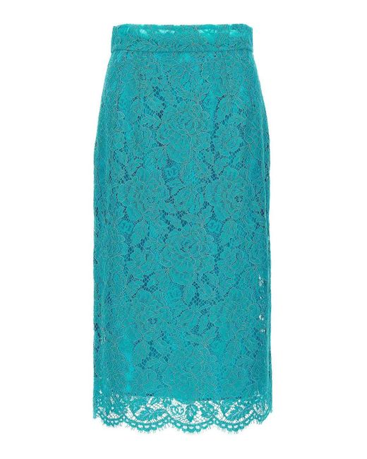 Dolce & Gabbana Blue Lace Skirt