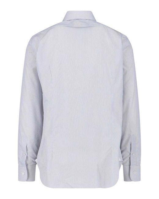 Barba Napoli White Striped Shirt for men