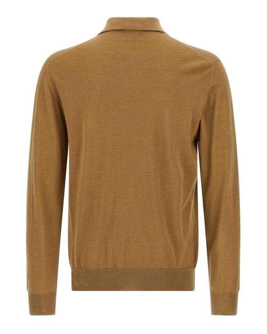 Zanone Brown Virgin Wool Polo Shirt for men