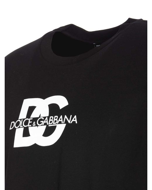 Dolce & Gabbana Black Dg Logo Print T-shirt for men
