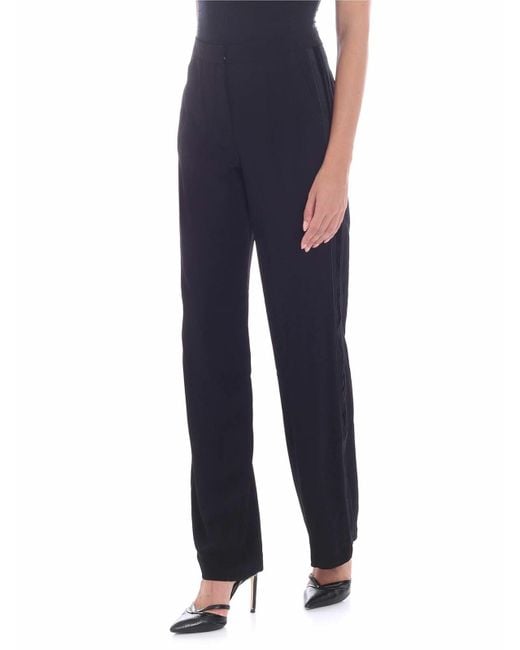 Karl Lagerfeld Blue Trousers With Velvet Flounces