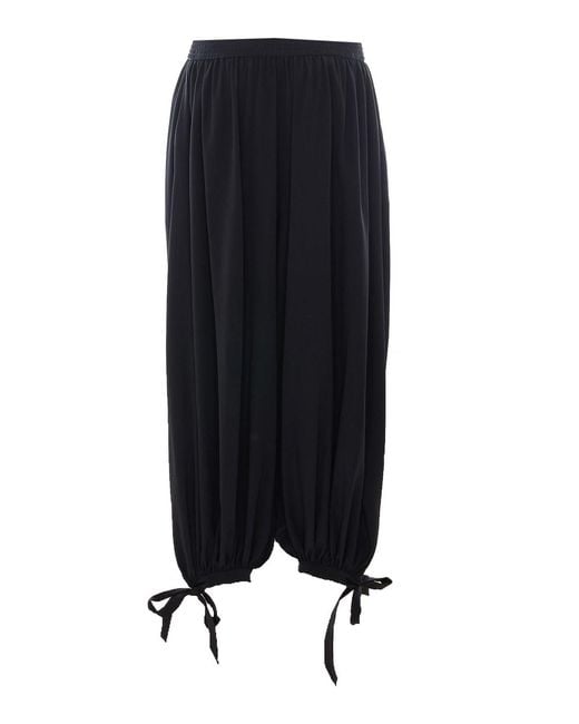 Chloé Black Fluid Pleated Crepe De Chine Pants