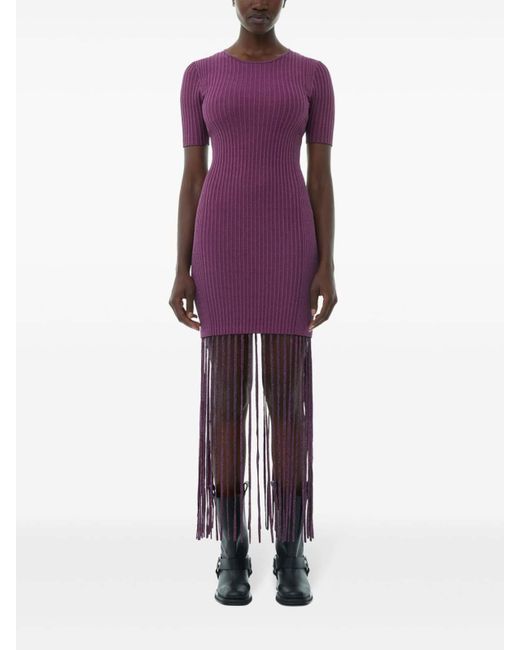 Ganni Purple Dress With Fringes