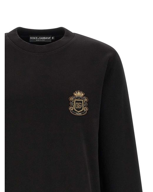 Dolce & Gabbana Black Heraldic Patch Sweatshirt for men
