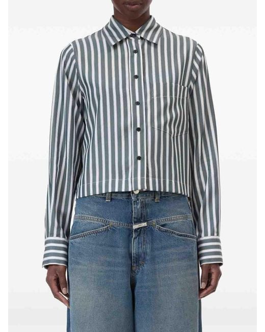 Closed Blue Cropped Shirt
