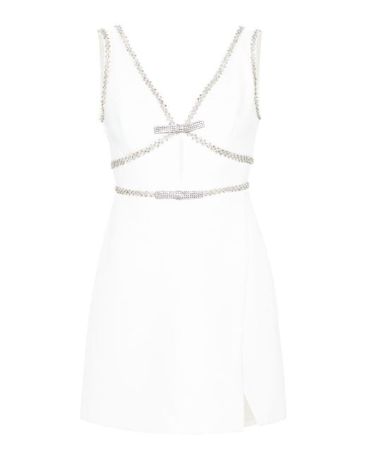Self-Portrait White Crystal-embellished Mini Dress