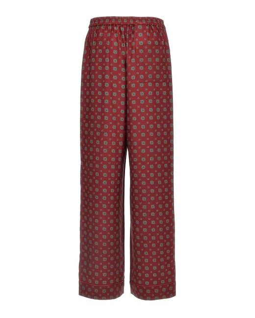 Moschino Red Silk Trousers With Relaxed Fit