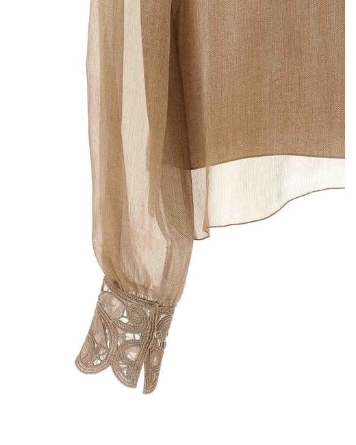 Ermanno Scervino Natural Floral Carving Blouse