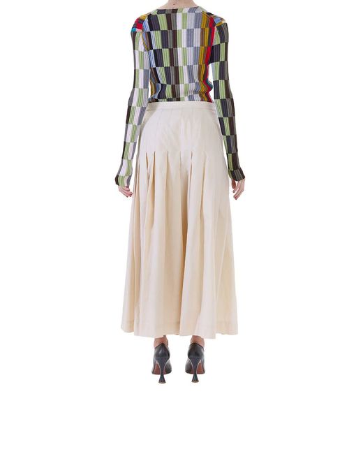 Paul Smith White Long Pleated Skirt