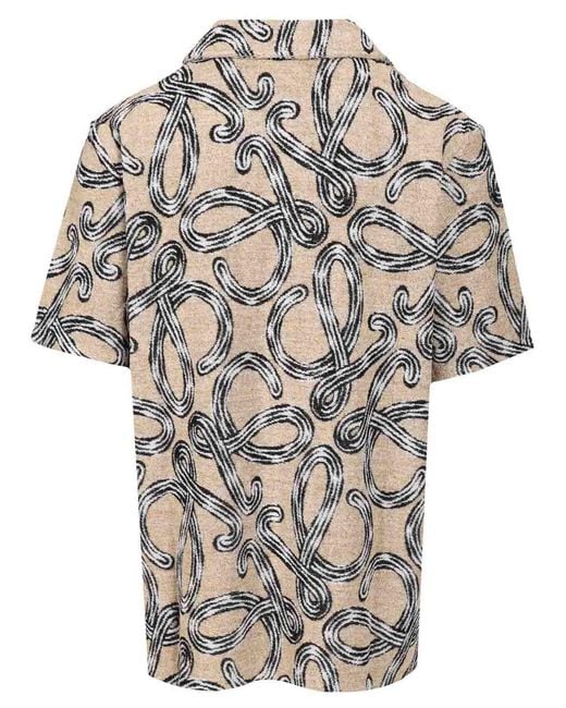 Loewe Gray Short-Sleeved Jacquard Cotton Terry Shirt for men
