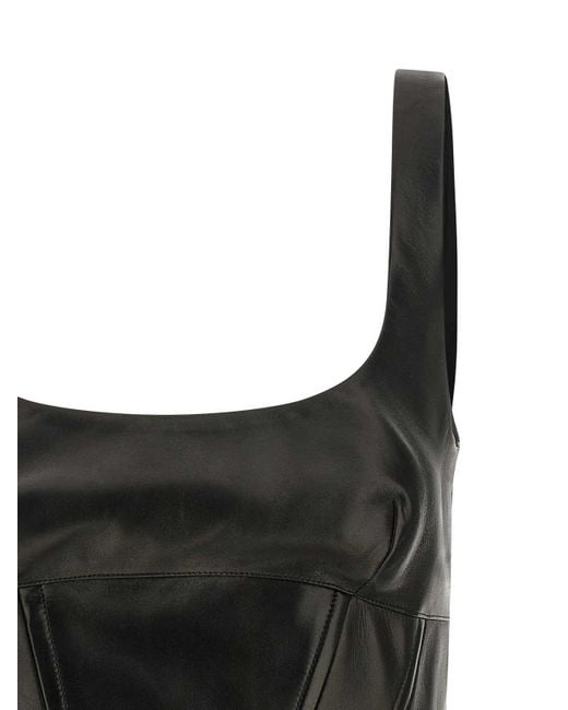 Ermanno Scervino Black Peplos Leather Top