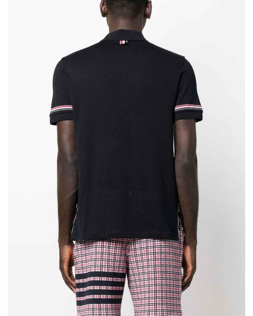 Thom Browne Black Rwb-stripe Polo Shirt for men