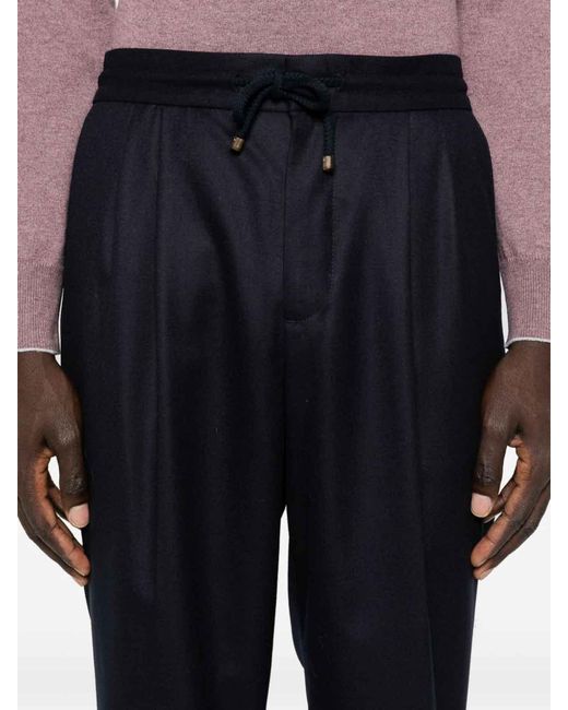 Brunello Cucinelli Black Wool Trousers for men