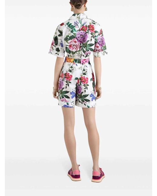 Dolce & Gabbana White Floral Shorts