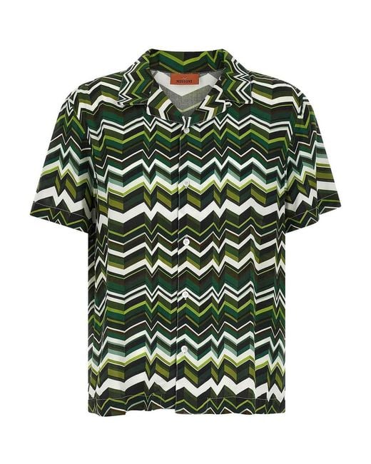 Missoni Green Irregular Zigzag Shirt for men