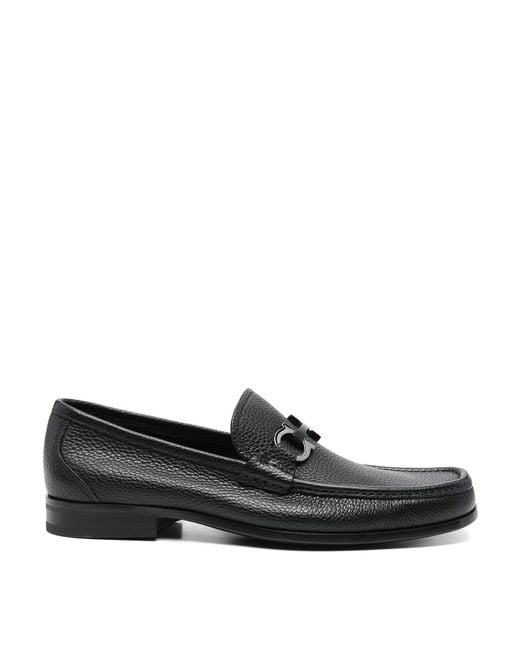 Ferragamo Black Loafer With Gancini Buckle for men