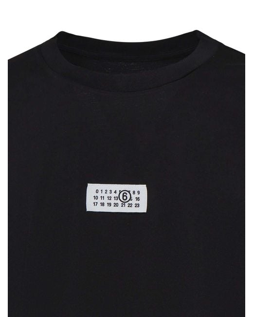MM6 by Maison Margiela Black Numeric Jersey T-Shirt With Logo for men