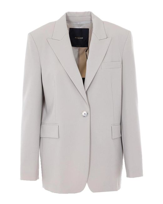 Pinko White Freda Jacket With Frontal Button Closure