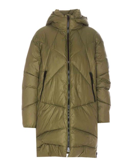 Pinko Green Inchiostro Down Jacket Hood Detail