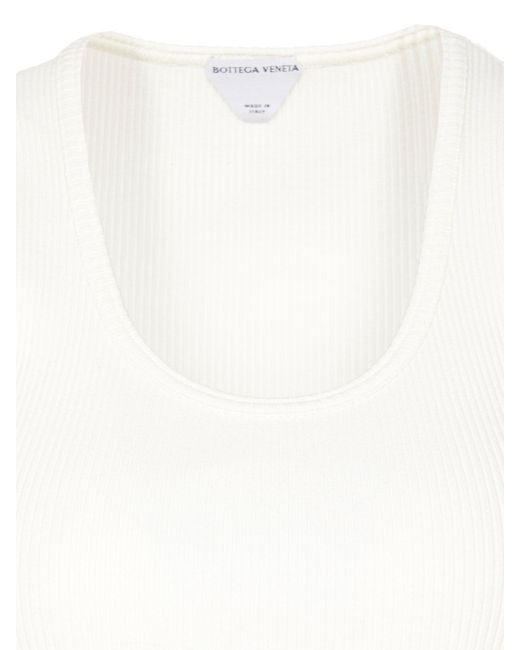Bottega Veneta White Cotton Rib Jersey Tank Top