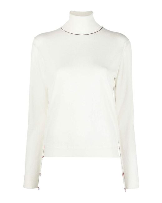 Maison Margiela White Turtleneck Wool Sweater