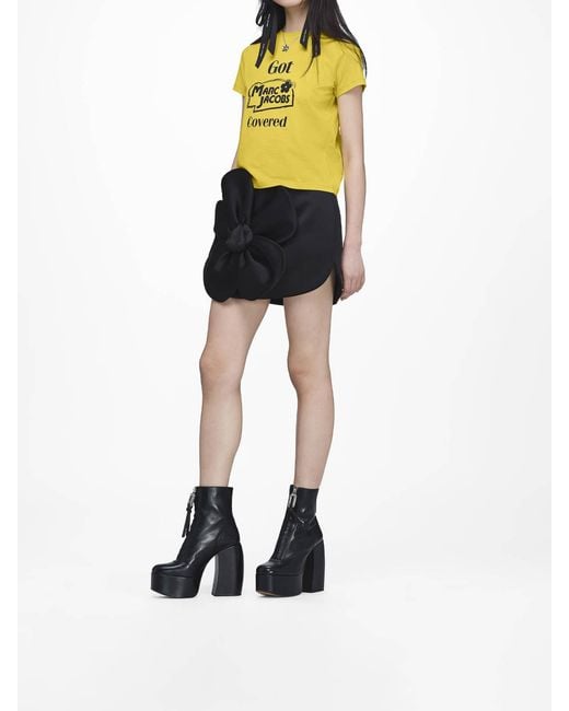 Marc Jacobs Black Satin Daisy Circle Skirt