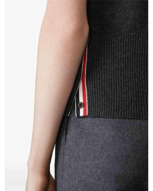Thom Browne Black Browne 65 Jersey Intarsia Classic Ss Polo