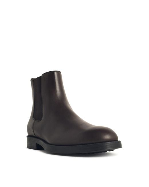 Tod's Black 'El. Formale' Leather Ankle Boots for men