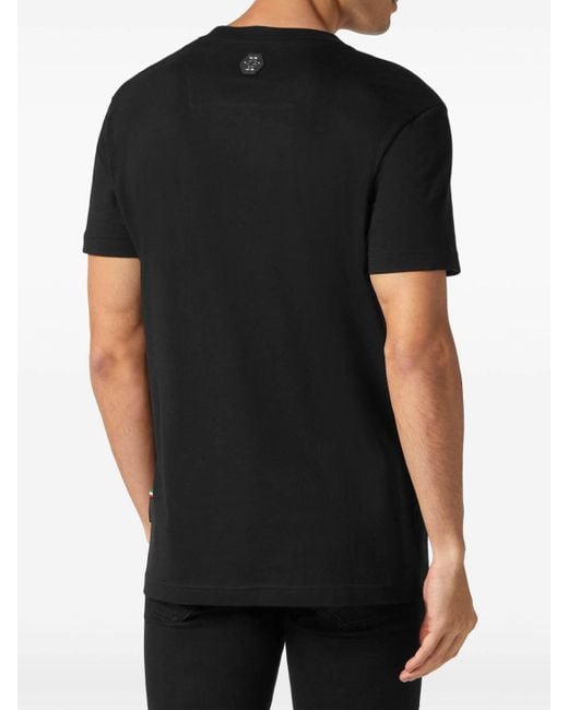 Philipp Plein Black Logo-Print Cotton T-Shirt For for men