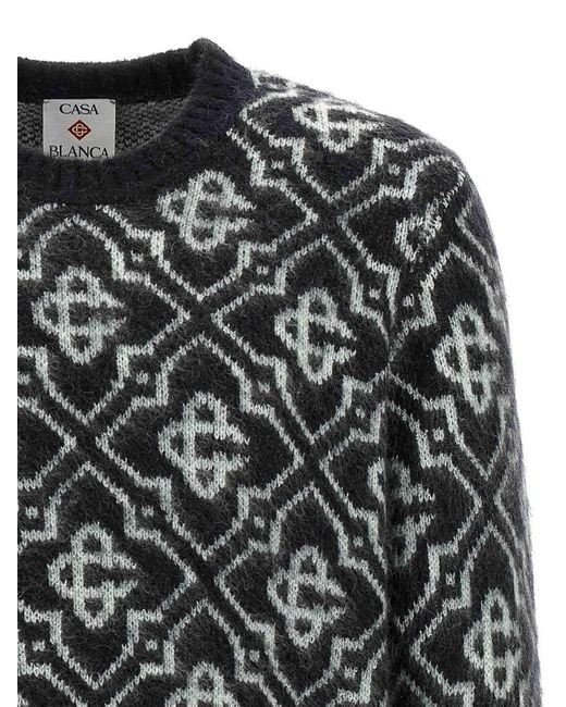Casablanca Black Monogram Knit Crew Neck Sweater Geometric for men