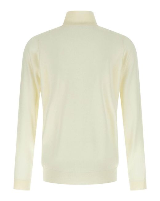 John Smedley White Richards Sweater for men
