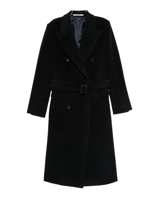 Tagliatore Black Wool Double-Bteasted Coat