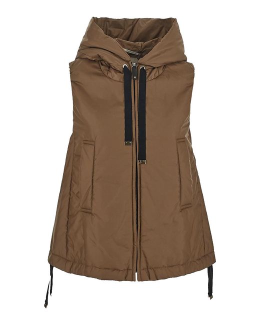 Max Mara Brown Water-resistant Technical Canvas Gilet