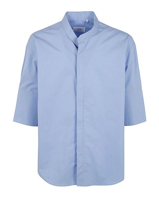 AMI Blue Darin Collar Shirt for men