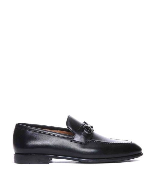 Ferragamo Black Foster Loafers With Gancini Logo for men