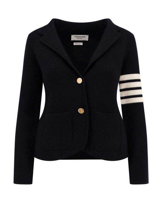 Thom Browne Black Wool Blazer With Metal Buttons