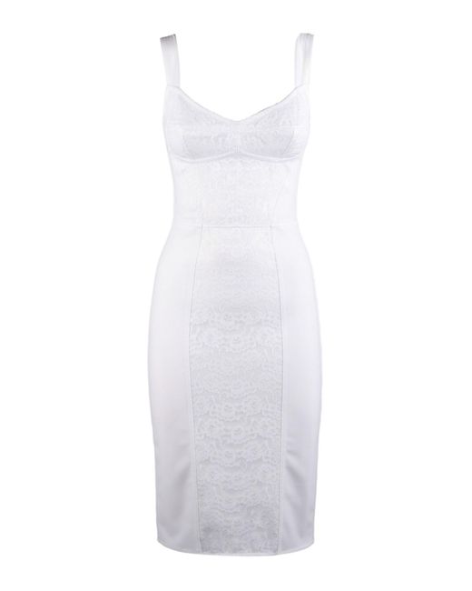 Dolce & Gabbana White Corset Midi Dress