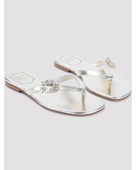 Roger Vivier White Strass B Flip Flops
